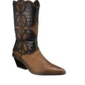 Donald J Pliner Leather Peace Cowboy Boots - Size 8
